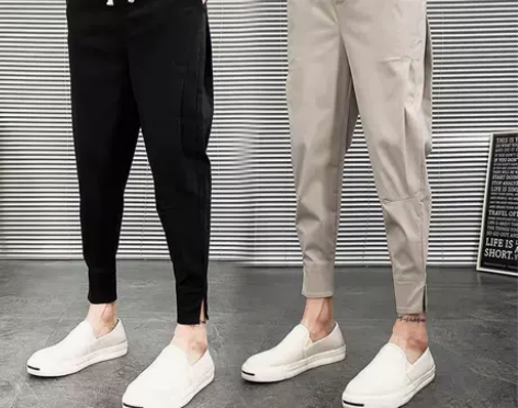 开叉裤子男夏季薄款冰丝休闲裤男士宽松哈伦裤...