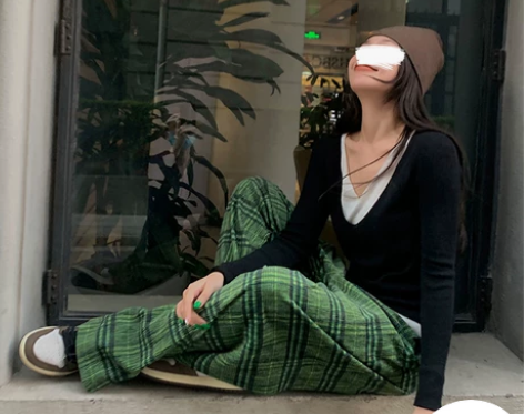 小红书同款绿色格子裤子四季不可少的格纹元素...