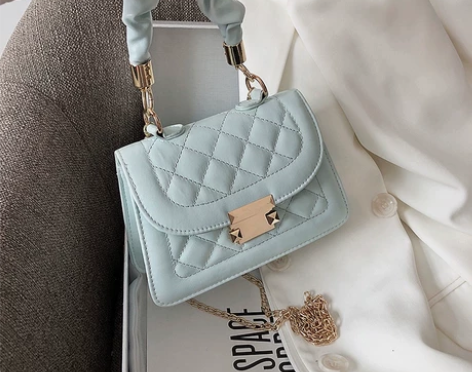 包包女新款菱格绣线褶皱链条小方包女式手提单...