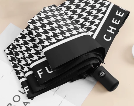 复古千鸟格子太阳伞晴雨两用防晒防紫外线遮阳...