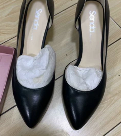 森达皮鞋女士单鞋 羊皮的 通勤职业黑色浅口...