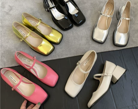 设计感小众银色高跟玛丽珍鞋法式复古ins单...