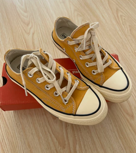 匡威converse踩屎感帆布鞋 黄色 3...