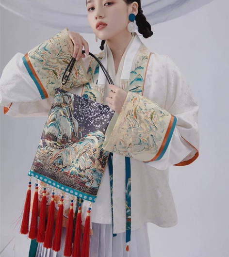 七月夕山水之乐 明制定织对穿交贴布绣仿妆花...