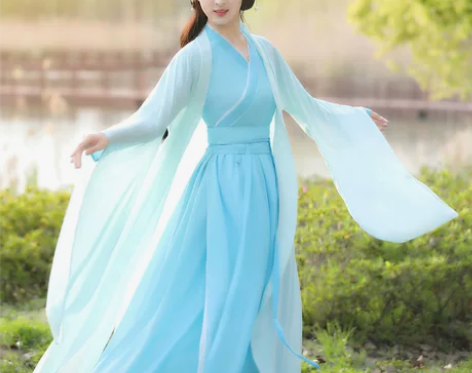 蓝色汉服夏季薄款女正品原创日常超仙气飘逸古...