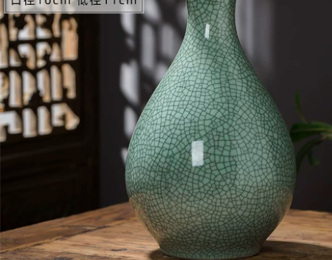 景德镇陶瓷花瓶摆件客厅插花仿古官窑瓷瓶中式...