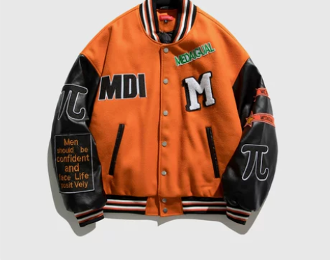 美式潮牌立领冬季国潮高街宽松徽章植绒字母廓...