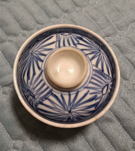 89 日本带回，日本百年老青花盖碗一枚，中...