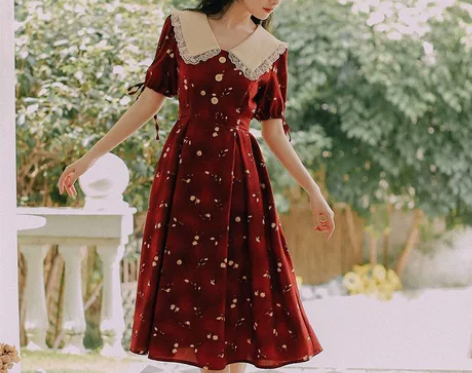 法式童话温柔风碎花小众连衣裙女夏2022年...