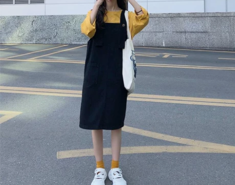 2022春夏新款韩版时尚简约宽松连衣裙矮个...