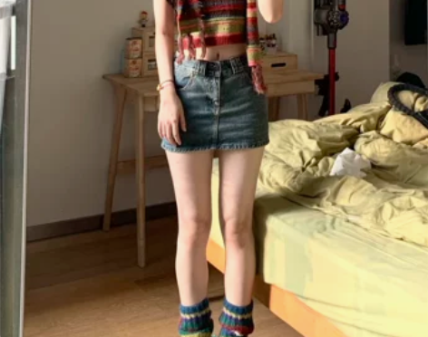 夏季新款复古千禧辣妹超短牛仔半裙低腰修身a...