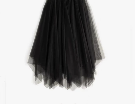 【全新包邮】黑色网纱裙女半身裙显瘦垂感秋冬...