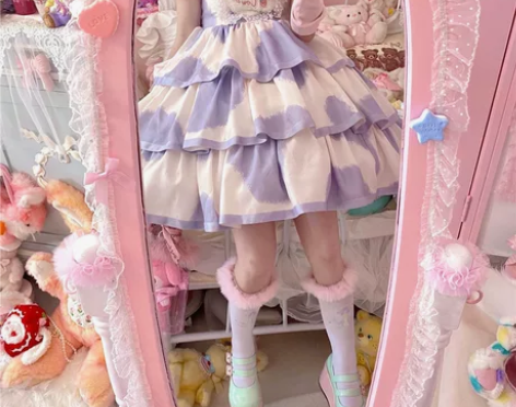 塔塔塔 奶牛纹印花小奶糕lolita 三段...