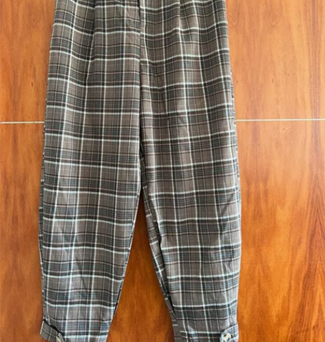 格子休闲裤 M码 腰围松紧腰64穿到72没...