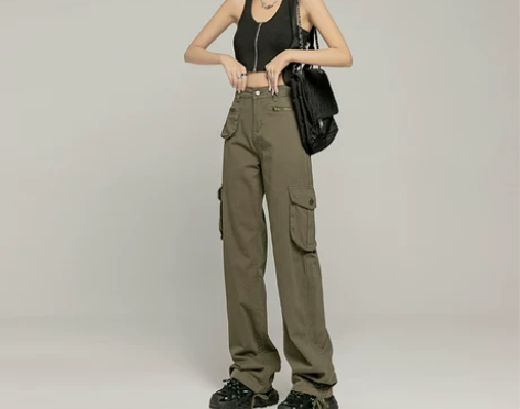 街头美式阔腿牛仔工装裤女夏天薄款2022新...