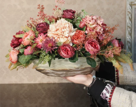 饰品装饰轻奢仿真花艺摆件套装复古假花装饰花...