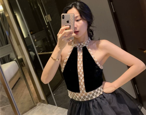 名媛珍珠吊带背心女2021流行夏新款性感内...