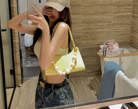【五折清仓 不退不换】蓝色挂脖背心女夏新款...