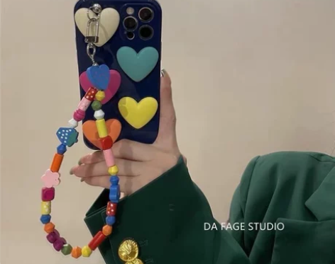 ins浪漫爱心积木链条高级感手机壳