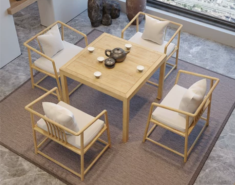 新中式实木八仙桌茶馆打棋牌家用小户型餐桌简...