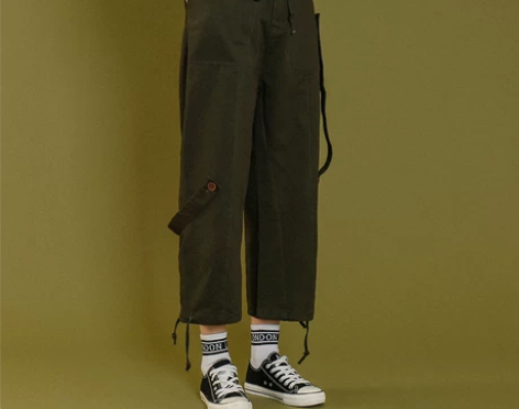 工装休闲裤子女复古宽松直筒BF法式工装裤女...