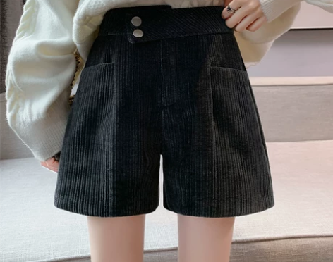 雪尼尔短裤女春秋款2021新款爆款高腰打底...