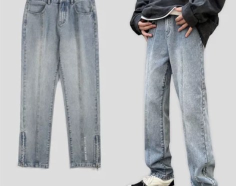 BROF高街裤子男ins潮牌美式潮牌裤脚拉...