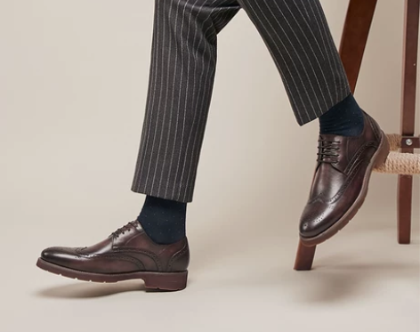 布洛克皮鞋男英伦风真皮休闲鞋夏季透气商务正...