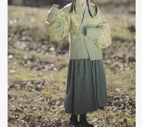 谜阿凰玉山青鸟晋制夹棉上襦垂胡袖秋冬季保暖...