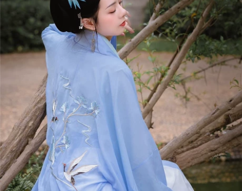 清梳汉服女夏季云中鹤夜大袖衫女单件披风外套...