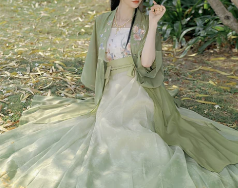 柒邑汉服女明制合领衫【玉茗茶】原创中国风薄...