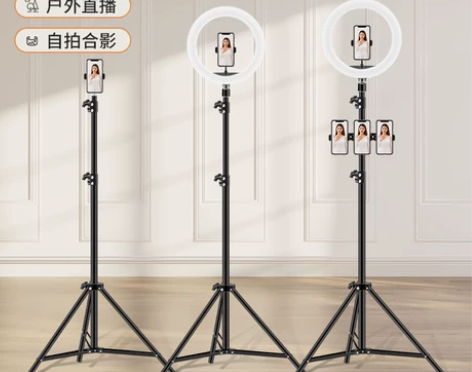 加厚合金手机直播支架补光灯落地式拍摄三脚架...