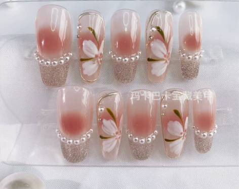 玛卡巴卡桃夭冰茶美甲贴片成品纯欲腮红甲穿戴...