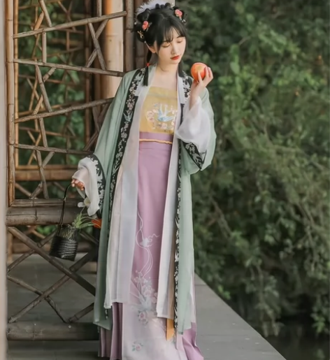 汉尚华莲原创汉服女仲夏梦宋制长褙子百迭裙三...