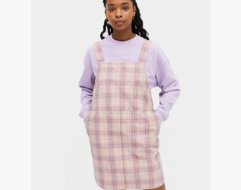 MONKI2020春季新款 小清新格子背带...