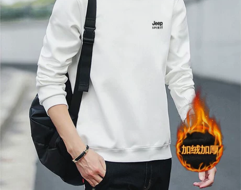 JEEP吉普卫衣男士圆领加绒加厚2023春...