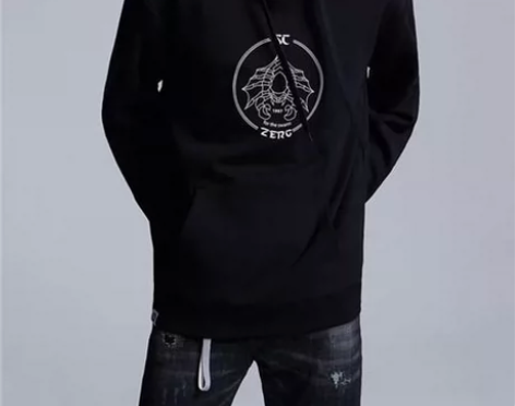 大牌剪标男装尾货，男士新款连帽前胸潮流印花...
