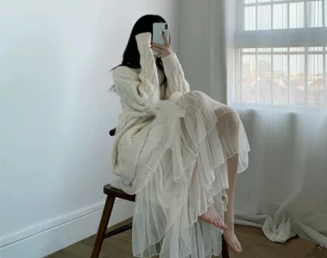 春秋半身裙纱裙蛋糕裙韩系氛围感，全新，买来...