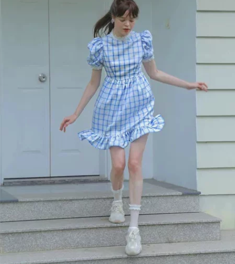MOF礼物商店 蓝色娃娃裙 少女甜美公主风...