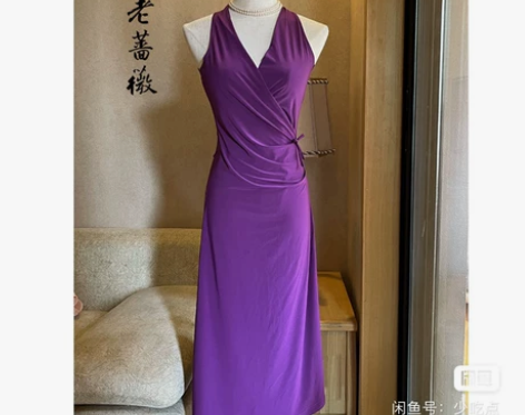 轻松桃子原创自制夏季裙子广岛之恋港风v领弹...