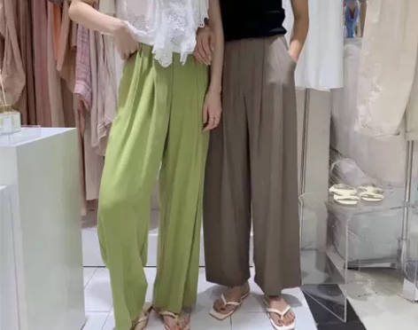 夏季新品FN正品薄款坠感宽松阔腿长裤显瘦女...