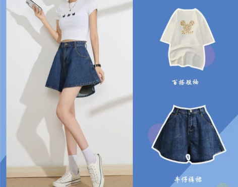 阔腿牛仔短裤女夏薄2022年高腰韩版宽松大...