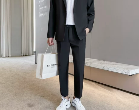 轻熟风搭配男装套装西装痞帅气一套潮流韩版西...