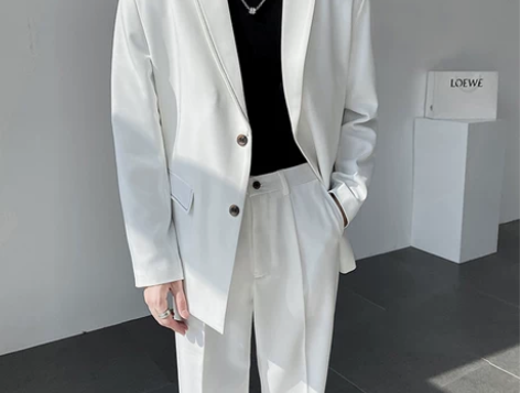 设计感小众西服套装韩版潮流宽松西装一套男装...