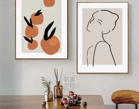 工艺画 壁画工艺画柿柿如意北欧餐厅墙面装饰...