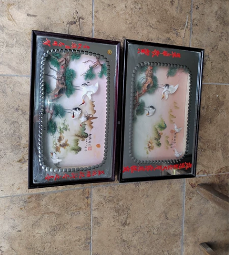 两幢87和88年的松鹤延年工艺画，包邮88...