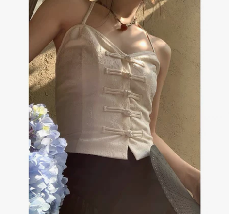 红人馆挂脖吊带背心女内搭夏外穿设计感小众短...