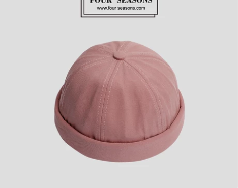 春夏瓜皮帽日本原宿酒红色无檐水手帽子男休闲...