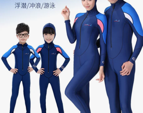 潜水服女长袖长裤泳衣连体防晒浮潜服男分体情...