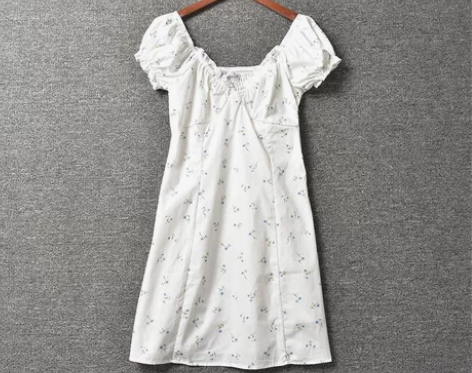 欧美单 气质修身V领/一字肩花边泡泡袖小碎...